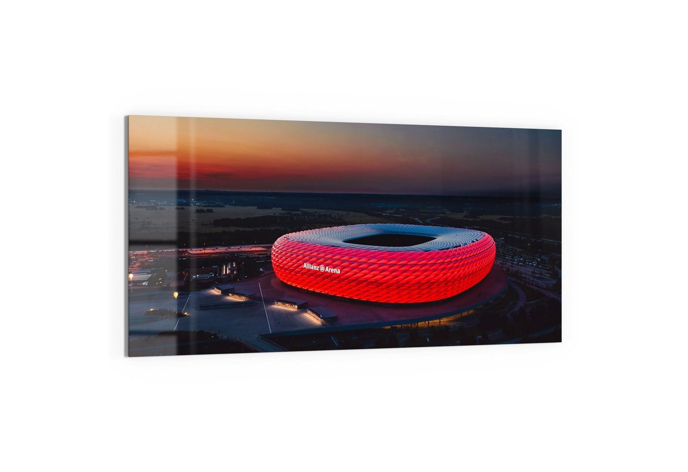 DEQORI Glasbild 'Allianz Arena, München', 'Allianz Arena, München', Glas Wandbild Bild schwebend modern DEQORI Glasbild 'Allianz Arena, München', 'Allianz Arena, München', Glas Wandbild Bild schwebend modern von DEQORI