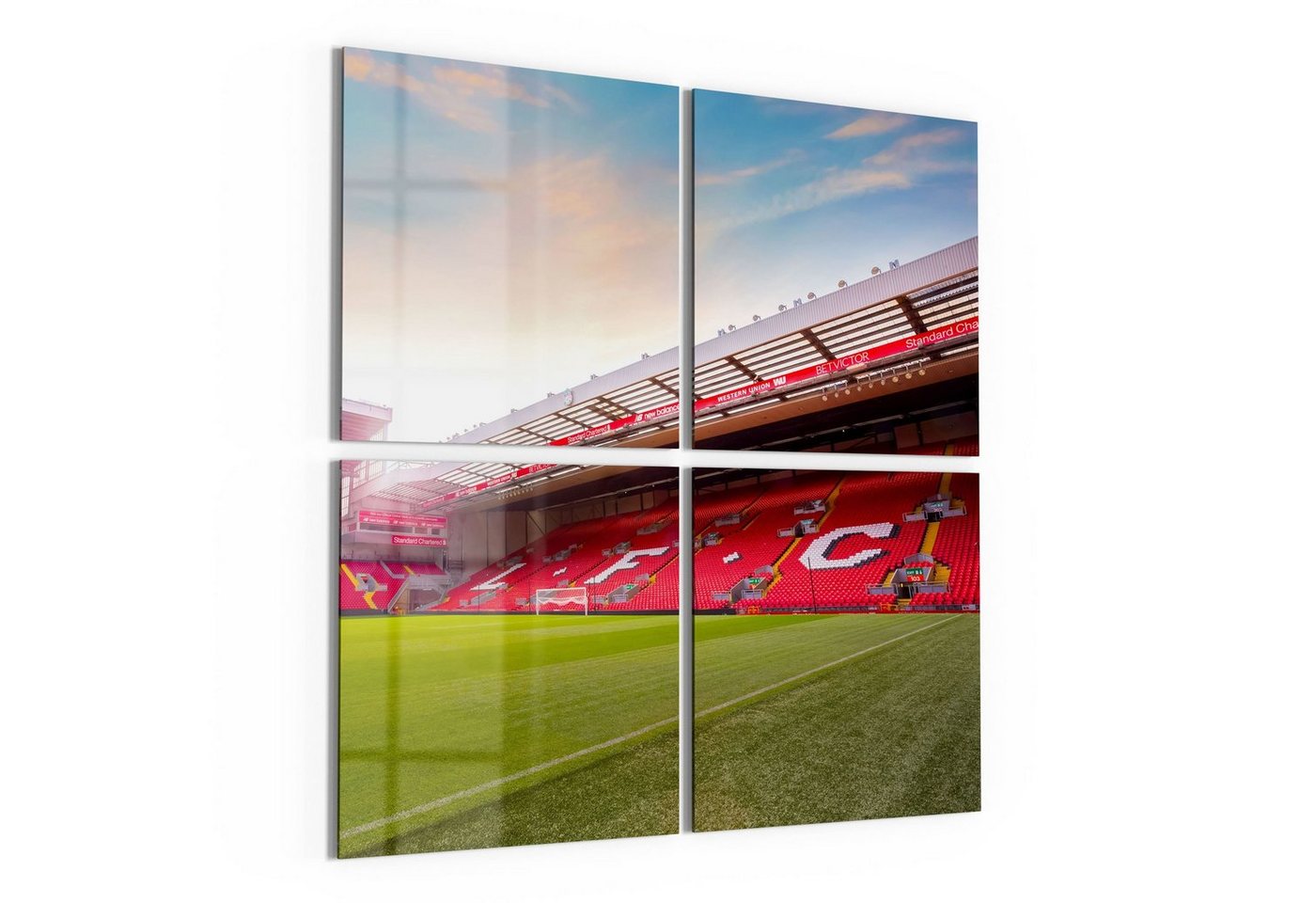 DEQORI Glasbild 'Anfield Road, Liverpool', 'Anfield Road, Liverpool', Glas Wandbild Bild schwebend modern DEQORI Glasbild 'Anfield Road, Liverpool', 'Anfield Road, Liverpool', Glas Wandbild Bild schwebend modern von DEQORI