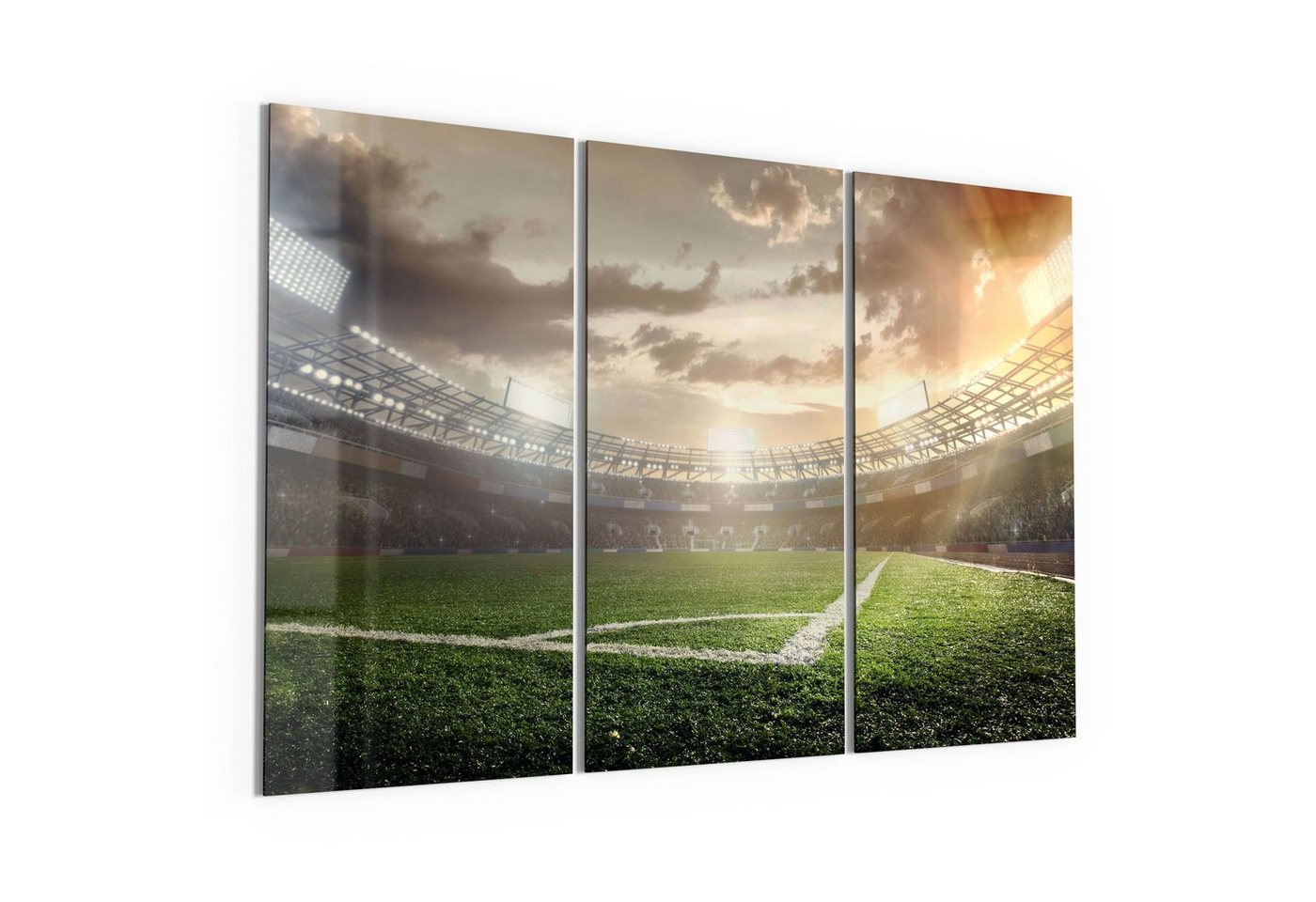 DEQORI Glasbild 'Rasenecke im Stadion', 'Rasenecke im Stadion', Glas Wandbild Bild schwebend modern von DEQORI