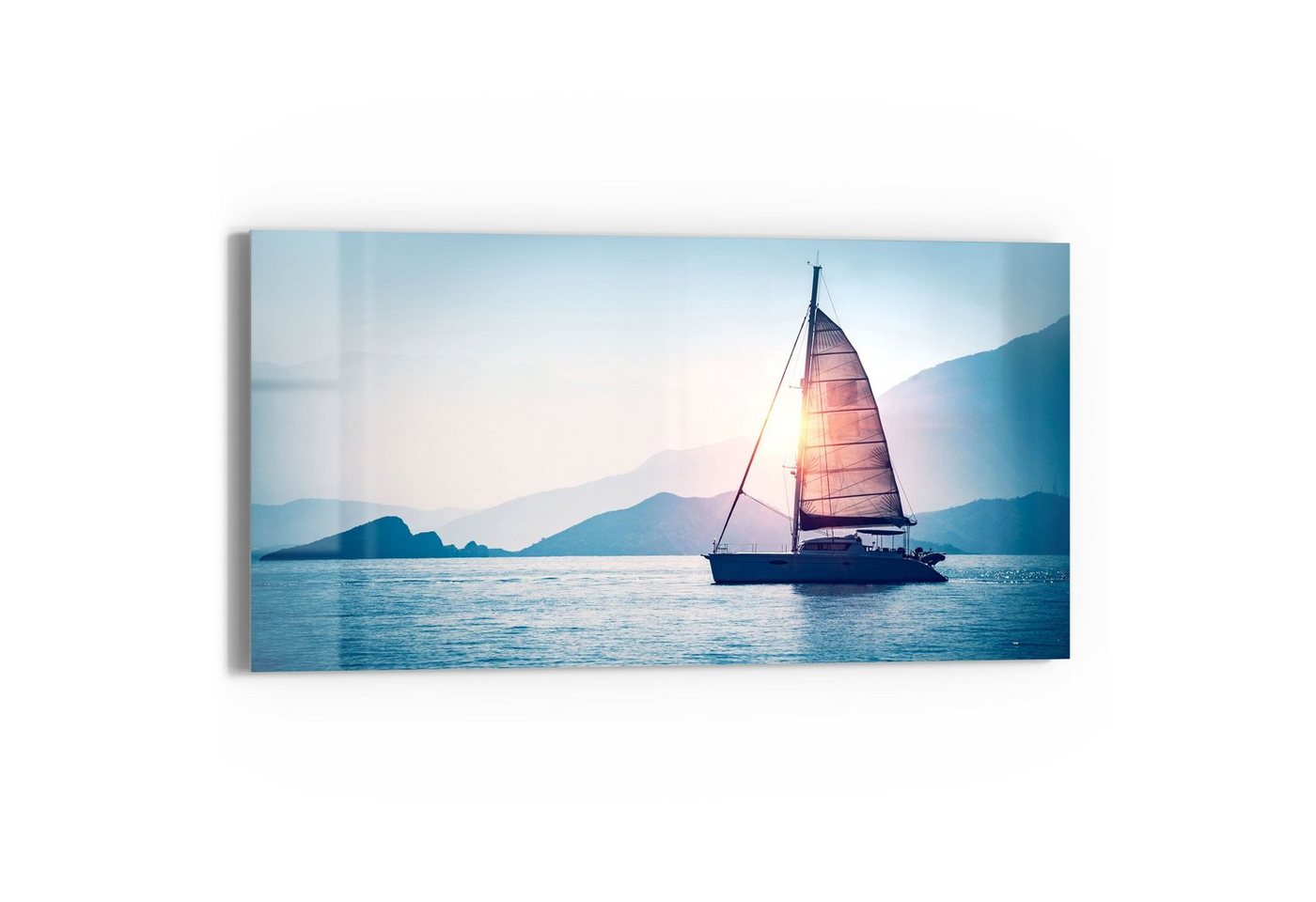 DEQORI Glasbild 'Segelboot in Abendsonne', 'Segelboot in Abendsonne', Glas Wandbild Bild schwebend modern DEQORI Glasbild 'Segelboot in Abendsonne', 'Segelboot in Abendsonne', Glas Wandbild Bild schwebend modern von DEQORI