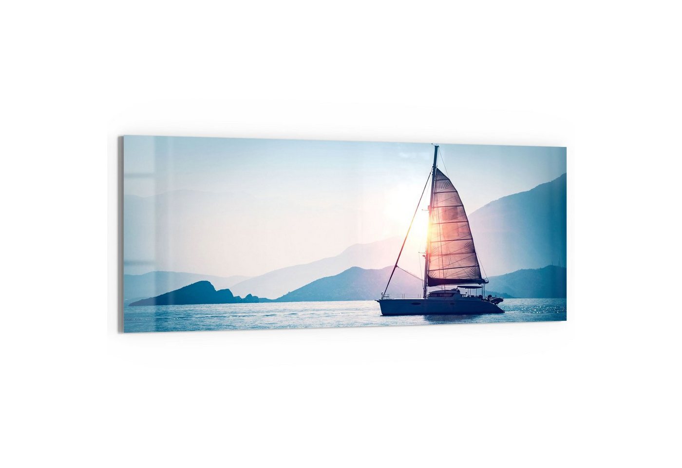 DEQORI Glasbild 'Segelboot in Abendsonne', 'Segelboot in Abendsonne', Glas Wandbild Bild schwebend modern DEQORI Glasbild 'Segelboot in Abendsonne', 'Segelboot in Abendsonne', Glas Wandbild Bild schwebend modern von DEQORI