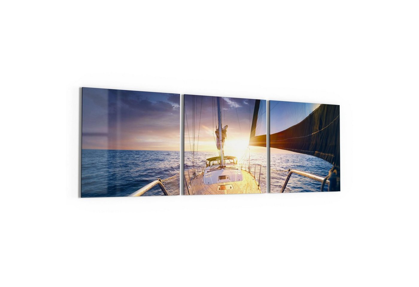 DEQORI Glasbild 'Segelboot jagt Abendsonne', 'Segelboot jagt Abendsonne', Glas Wandbild Bild schwebend modern DEQORI Glasbild 'Segelboot jagt Abendsonne', 'Segelboot jagt Abendsonne', Glas Wandbild Bild schwebend modern von DEQORI