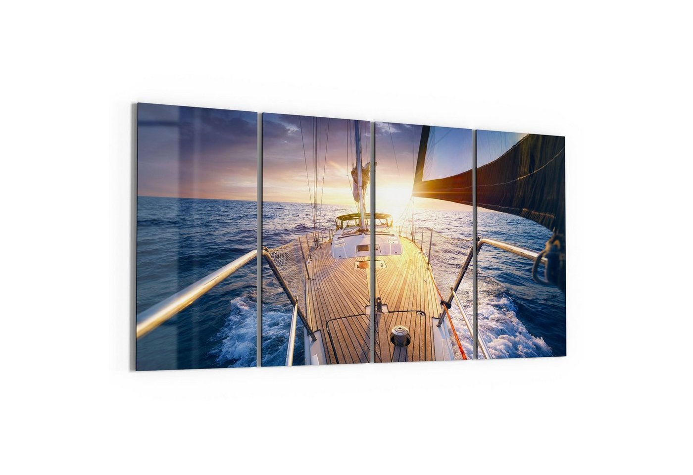 DEQORI Glasbild 'Segelboot jagt Abendsonne', 'Segelboot jagt Abendsonne', Glas Wandbild Bild schwebend modern DEQORI Glasbild 'Segelboot jagt Abendsonne', 'Segelboot jagt Abendsonne', Glas Wandbild Bild schwebend modern von DEQORI