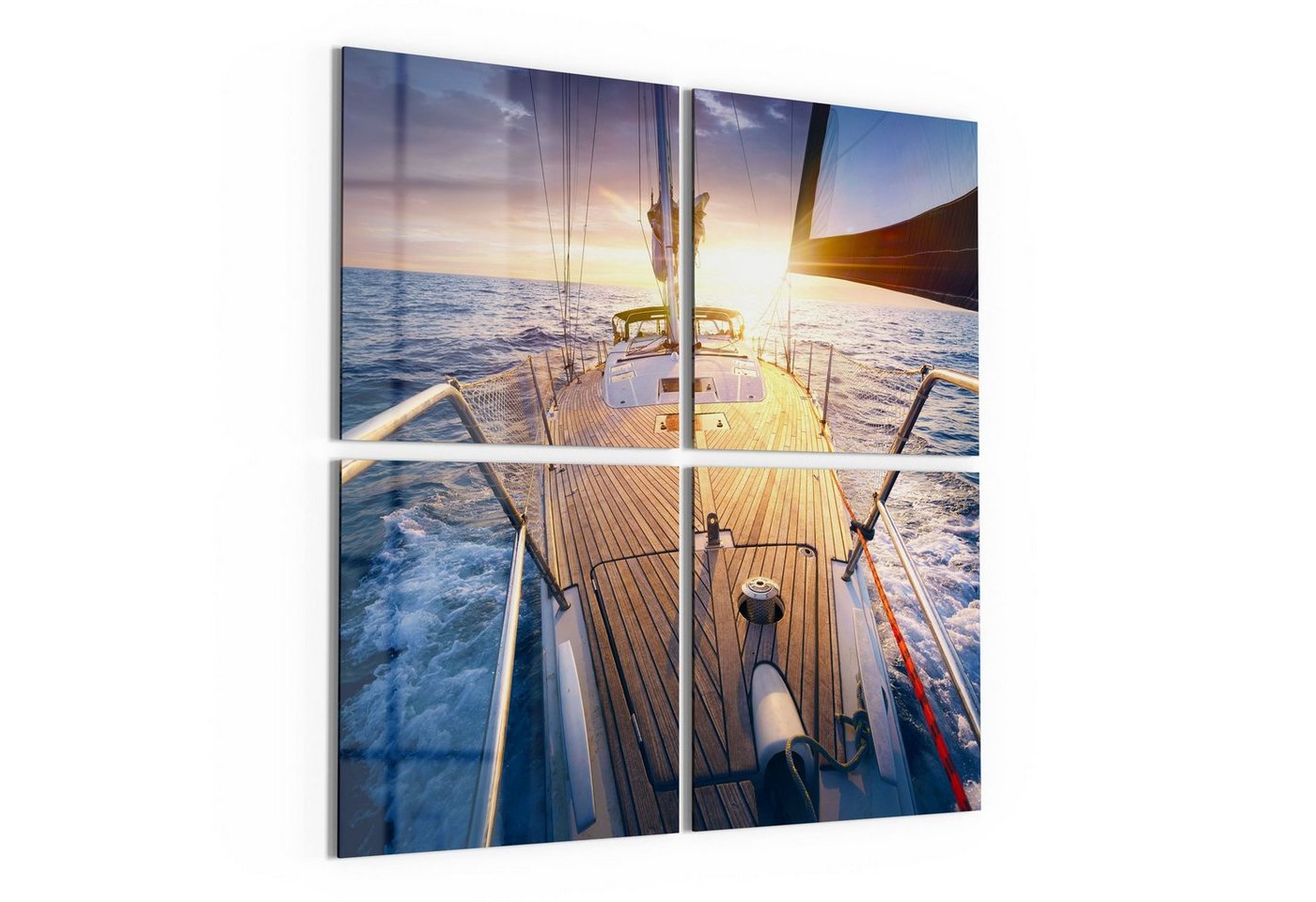 DEQORI Glasbild 'Segelboot jagt Abendsonne', 'Segelboot jagt Abendsonne', Glas Wandbild Bild schwebend modern DEQORI Glasbild 'Segelboot jagt Abendsonne', 'Segelboot jagt Abendsonne', Glas Wandbild Bild schwebend modern von DEQORI