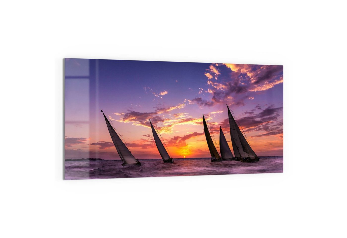 DEQORI Glasbild 'Segelboote im Abendlicht', 'Segelboote im Abendlicht', Glas Wandbild Bild schwebend modern DEQORI Glasbild 'Segelboote im Abendlicht', 'Segelboote im Abendlicht', Glas Wandbild Bild schwebend modern von DEQORI