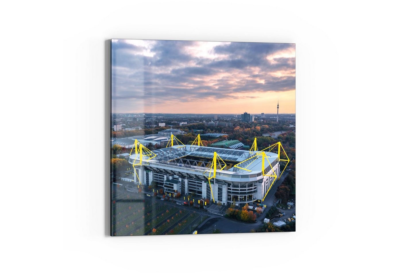 DEQORI Glasbild 'Signal Iduna, Dortmund', 'Signal Iduna, Dortmund', Glas Wandbild Bild schwebend modern von DEQORI