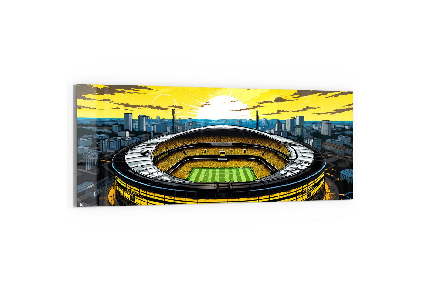 DEQORI Glasbild 'Stadion Borussia Dortmund', 'Stadion Borussia Dortmund', Glas Wandbild Bild schwebend modern von DEQORI