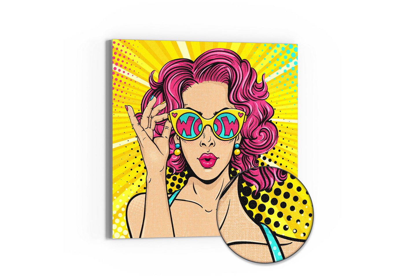 DEQORI Leinwandbild 'Frau mit Sonnenbrille', 'Frau mit Sonnenbrille', Hybrid Leinwand Bild Wandbild flach modern DEQORI Leinwandbild 'Frau mit Sonnenbrille', 'Frau mit Sonnenbrille', Hybrid Leinwand Bild Wandbild flach modern von DEQORI