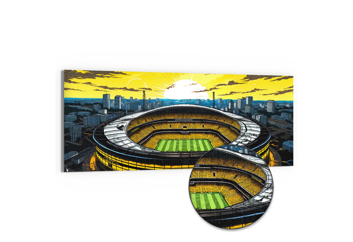 DEQORI Leinwandbild 'Stadion Borussia Dortmund', 'Stadion Borussia Dortmund', Hybrid Leinwand Bild Wandbild flach modern von DEQORI