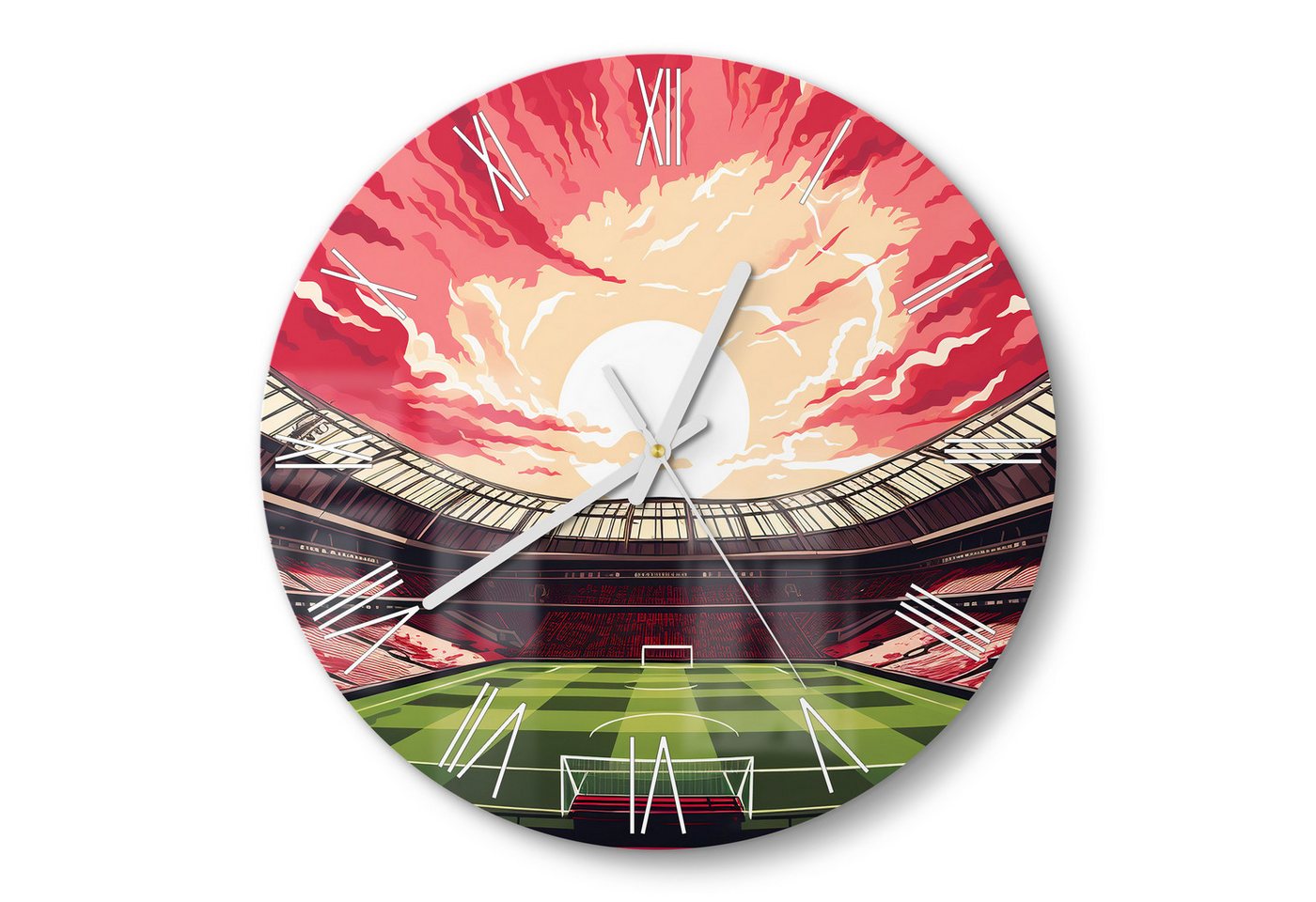 DEQORI Wanduhr 'Stadion Ajax Amsterdam' (Glas Glasuhr modern Wand Uhr Design Küchenuhr) von DEQORI