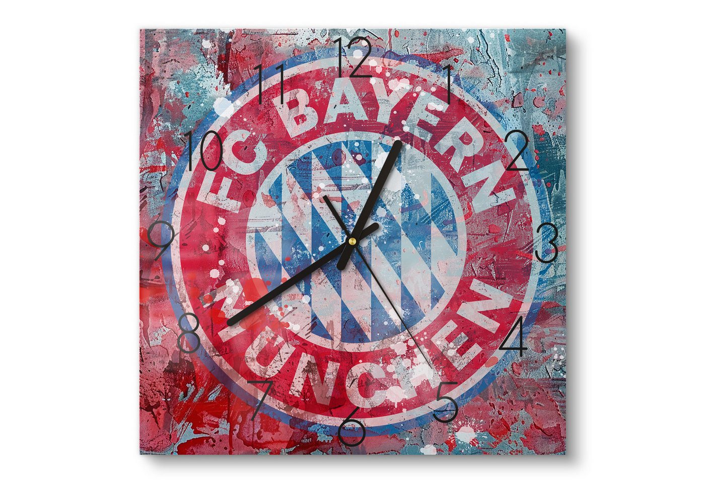 DEQORI Wanduhr 'Wappen FC Bayern München' (Glas Glasuhr modern Wand Uhr Design Küchenuhr) von DEQORI