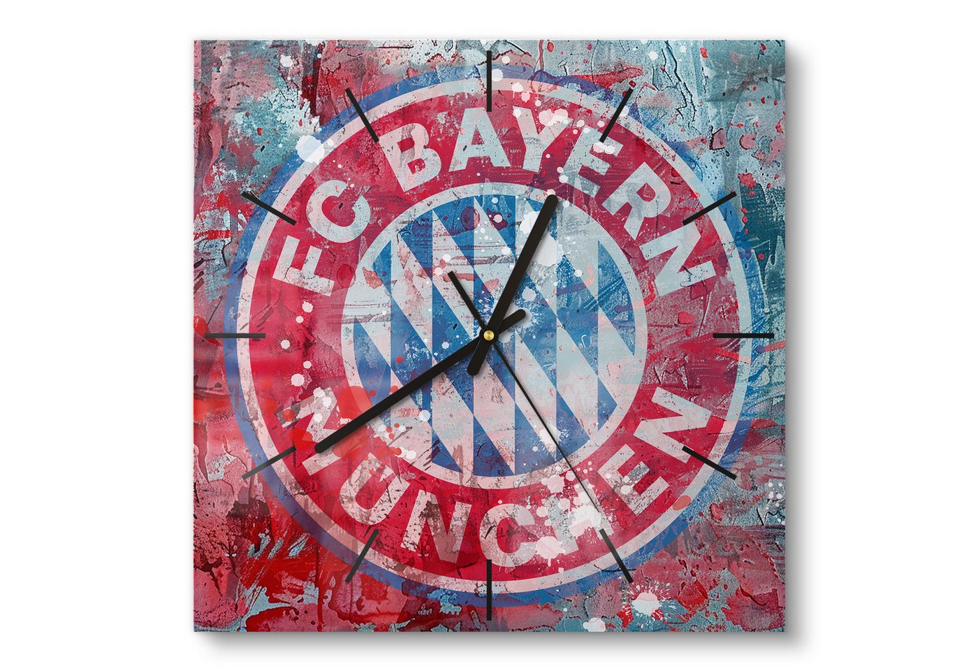 DEQORI Wanduhr 'Wappen FC Bayern München' (Glas Glasuhr modern Wand Uhr Design Küchenuhr) von DEQORI