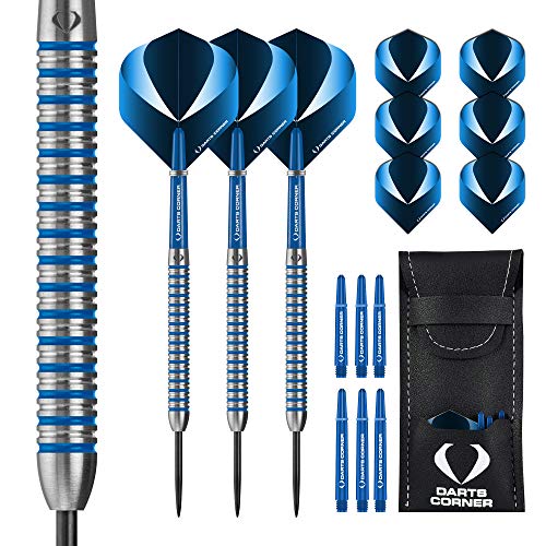 DESIGNA DARTS D0776 Squadron | 25g Premium 90% Tungsten Barrel Dart-Set mit Stahlspitzen, inklusive 3 Standard Flights, 3 Schäfte, Punktschutz und Bar Wallet, M2, blau von DESIGNA DARTS