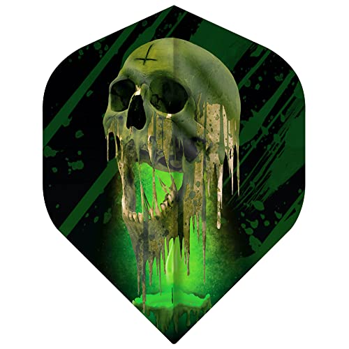 DESIGNA DARTS F3404 Horror Show | 100 Mikron Halloween und Horror inspirierte Premium Darts Flights in Standard Nr. 2 Form, 1 Set mit 3 Flights, schmelzender Totenkopf DESIGNA DARTS F3404 Horror Show | 100 Mikron Halloween und Horror inspirierte Premium Darts Flights in Standard Nr. 2 Form, 1 Set mit 3 Flights, schmelzender Totenkopf von DESIGNA DARTS
