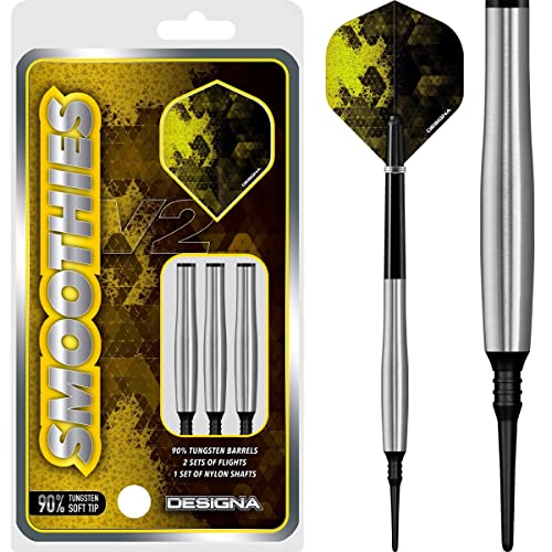 DESIGNA DARTS Smoothies V2 | 90% Wolfram Barrel Soft Tip Dart-Set mit Schäften und Flights, M3, 21 g (D9007) von DESIGNA DARTS