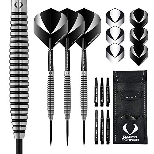 Darts Corner Warfare Dartpfeile mit Stahlspitze, 80 % Wolfram, schwarzer Ring, M3 26 g (D0625) von DESIGNA DARTS