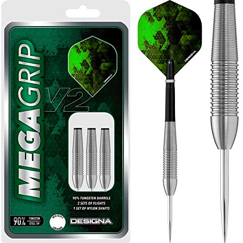 Designa Dartpfeile Mega Grip V2 Steel Tip, 23 g von DESIGNA