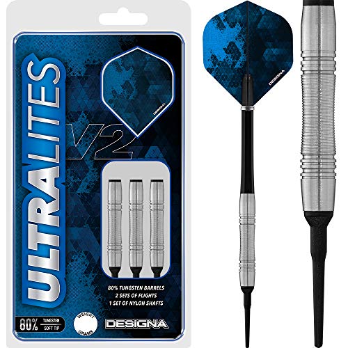 Designa Ultralites V2 Dartpfeile mit weicher Spitze, Wolfram, 12 g Designa Ultralites V2 Dartpfeile mit weicher Spitze, Wolfram, 12 g von DESIGNA DARTS