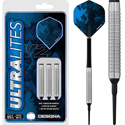 Designa Ultralites V2 Dartpfeile mit weicher Spitze, Wolfram, 15g von DESIGNA DARTS