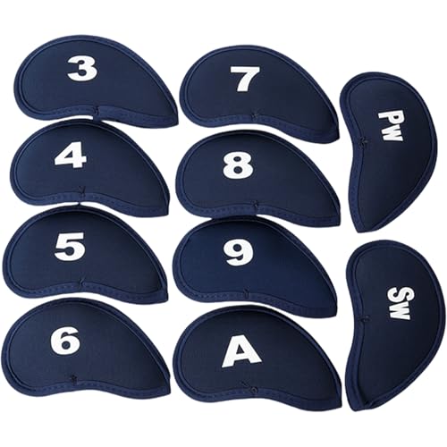 DEUNRAA 10Pcs Weiche Headcover Golfplätze Eisen Club Head Mit Anzahl Golfplätze Kopf Abdeckung Stange Kopf Schutzhüllen Dauerhafte von DEUNRAA