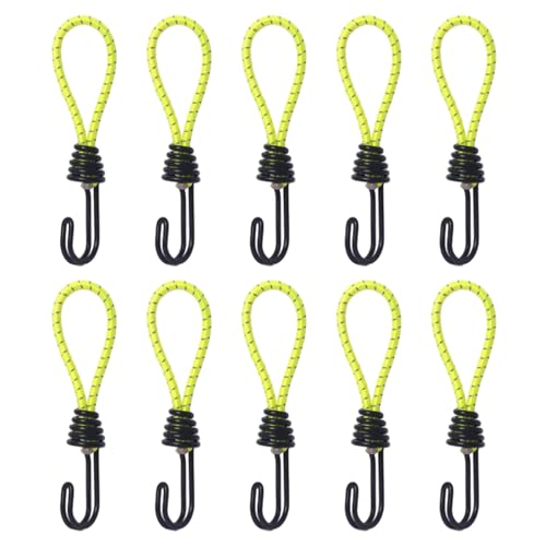 DEUNRAA 10Pcs Zelt Elastische Seil Stretch Strap Set Für Planen Camping Abdeckung Seil Schnur Mit Haken Metall Schock Schnur Haken von DEUNRAA