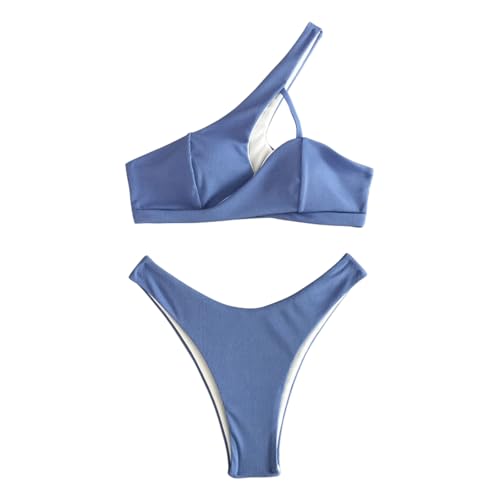 DEUNRAA Damen-Badeanzug mit hoher Taille, 2-teiliges Set, sexy Schultern, bauchfreies Oberteil, hoher Schnitt, frecher Badeanzug von DEUNRAA