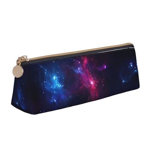 DEXNEL Galaxy Leder-Federmäppchen, Schreibwaren-Organizer, niedlicher Bleistiftbeutel, tragbare Make-up-Tasche, weiß, Einheitsgröße, Kosmetiktasche von DEXNEL