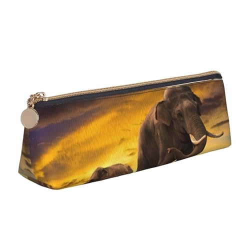 DEXNEL Sunset Eltern-Kind-Elefanten-Federmäppchen, Schreibwaren-Organizer, niedliches Federmäppchen, tragbare Make-up-Tasche, weiß, Einheitsgröße, Kosmetiktasche von DEXNEL