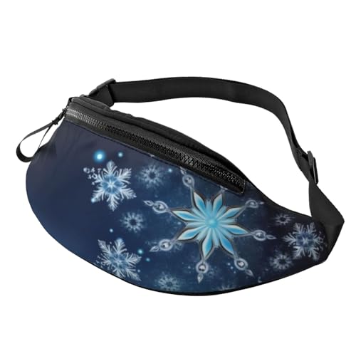 Fashion Casual Blue Christmas Snowflake Bauchtasche - Verstellbare Bauchtasche, Hüfttasche, Hüfttasche für Damen & Herren - Langlebig, Leicht, Sicherer Reißverschluss Hüfttaschen für Wandern, Reisen & von DFEPFKGOKL