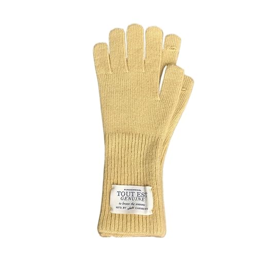 DFEPPJHG Thermohandschuhe, Einfarbig, rutschfest, Mit Touchscreen, Gestrickt, Fünf-Finger-Handschuhe(Yellow) von DFEPPJHG