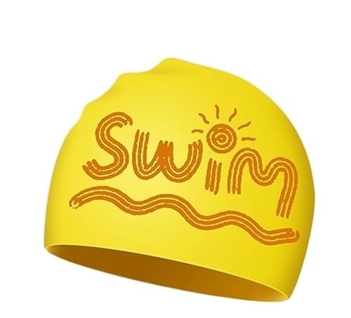 Badekappe, atmungsaktive Badekappe, bequem, Keine Strangulation, Jungen, Mädchen, Erwachsene, Schwimmzubehör (Color : Yellow) von DFJOENVLDKHFE