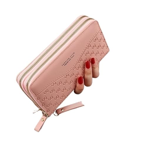 DFJOENVLDKHFE Damen-Handgelenk-Clutch, kleine Damen-Mehrfachtasche, Damen-PU-Leder-Geldbörse, Geldbörsen-Armbänder(Color:Pink B) von DFJOENVLDKHFE
