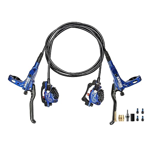 DFNBVDRR 4-Kolben Mountainbike-Hydraulik-Scheibenbremsensatz Öldruck CNC-Bremse 800/1600mm Links Vorne Rechts Hinten Bremse (Color : Blue) von DFNBVDRR