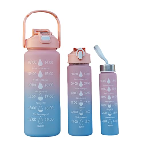Sport-Wasserflaschen mit motivierender Zeitmarkierung, 3-teiliges Flaschen-Set, 1800 ml + 750 ml + 300 ml, auslaufsicher, Klappdeckel, Trinkflasche für Sport, Radfahren, Outdoor-Aktivitäten, Reisen, Sport-Wasserflaschen mit motivierender Zeitmarkierung, 3-teiliges Flaschen-Set, 1800 ml + 750 ml + 300 ml, auslaufsicher, Klappdeckel, Trinkflasche für Sport, Radfahren, Outdoor-Aktivitäten, Reisen, von DFZHiuat