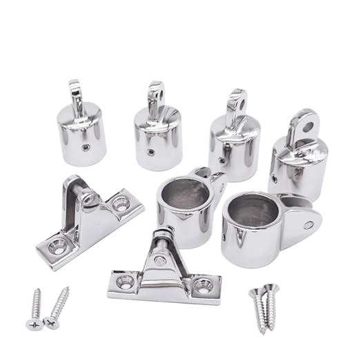 DGOINGPI Deckbeschläge 8 PCS Marine 316 Edelstahl 2-Bogen Bimini Top Hardware Fitting Set Deck Scharnier Backe Slide Auge End Fitting für 22/25mm Rohr accesorios para barcos(22mm 8 PCS) von DGOINGPI