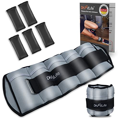 DH FitLife 2er-Set 4,5kg Fußgelenk Gewichtsmanschetten mit verstellbaren Gewichten für Beine und Arme | 2 Variationen 2,5kg&4,5kg | ankle Weights | Knöchelgewichte für Krafttraining von DH FitLife