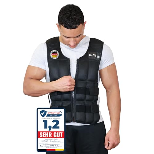 DH FitLife Verstellbare Gewichtsweste 10KG zum Muskelaufbau u. Krafttraining | Weighted Vest | Laufweste Damen Herren | Fitness Trainingsweste von DH FitLife