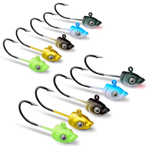 DHER Packung mit 10 Fischköder Bleikopfhaken,Bleikopf Haken Angelhaken Bunte Bleikopf Angelhaken, 5g g Fischkopf Anti Bottom Hanging Bleikopfhaken, Salzwasser Angeln Jig 3D Auge Angelhaken DHER Packung mit 10 Fischköder Bleikopfhaken,Bleikopf Haken Angelhaken Bunte Bleikopf Angelhaken, 5g g Fischkopf Anti Bottom Hanging Bleikopfhaken, Salzwasser Angeln Jig 3D Auge Angelhaken von DHER