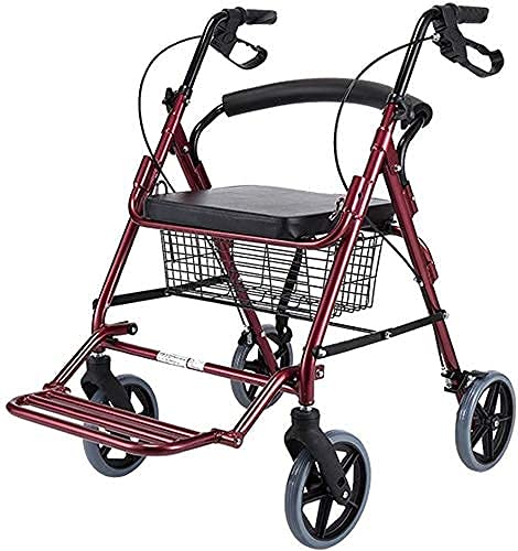 Gehhilfen für ältere Menschen, zusammenklappbar, leicht, Rollator, tragbare Gehstöcke, Gehhilfen, Einkaufswagen, Traglast 220 kg (Farbe: Rot) (Blau) von DHKDQQW