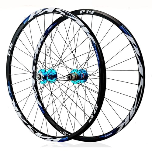 26/27.5/29-Zoll Mountainbike Laufradsatz Scheibenbremse Schnellspanner Alu-Legierung Doppelschicht-Felge Vorder- Und Hinterrad Für 7-11 Gang Kassette 32 Löcher(Blue_27.5") von DHNCBGFZ