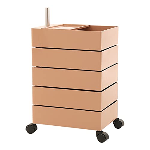 DHOPWWR Nachttisch, drehbarer Aufbewahrungsschrank, Nachttisch, Büro, mehrschichtige Aktenaufbewahrung, Beistellschrank, beweglicher Beistelltisch, Nachttisch (Farbe: Rosa) Teilen von DHOPWWR