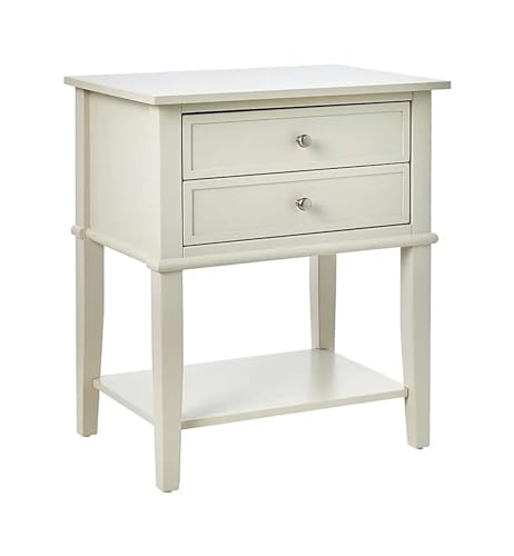 DHOPWWR Nachttische 2 Schubladen, Soft White Accent Table Nachttisch Sharing von DHOPWWR