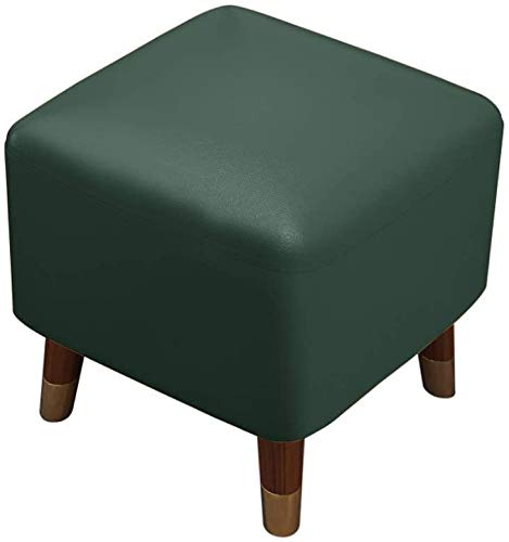 Fußhocker aus Pu-Leder, Fußhocker aus Holz, quadratisch, gepolsterter Sitzhocker, kleiner Fußhocker für Wohnzimmer, Schlafzimmer, Garten, Aufbewahrungs-Fußhocker/Gelb/40 x 40 x 40 cm (K Grün 40 x 40 x von DHOPWWR