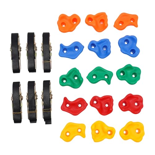DHQCQL Klettergriffe Indoor, 15 Stück Kinder Klettergriffe Mit 6 Ratschengurte, Klettersteine Baum Kletter Set für Indoor Outdoor Kinder Erwachsene Spielturm DHQCQL Klettergriffe Indoor, 15 Stück Kinder Klettergriffe Mit 6 Ratschengurte, Klettersteine Baum Kletter Set für Indoor Outdoor Kinder Erwachsene Spielturm von DHQCQL