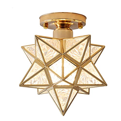 DHSKFUA Moderne Retro-Deckenlampe, 20 cm, Vintage-Industriedesign, geometrischer Lampenschirm, E27-Hängelampe aus Eisenkäfig (Leuchtmittel Nicht im Lieferumfang enthalten) (Gold) Progress von DHSKFUA