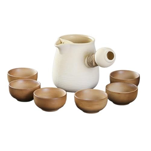 DHSKFUA Porzellan -Teekannen -Tasse Set mit Teefilter und Seitengriff Teekessel für Picknick, 500 ml Weiß Progress von DHSKFUA