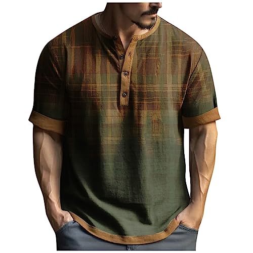 DHYUEN Henley Tshirt Los Angeles Grafik Kreativen Buchstaben Henley T Shirt Slim Flit Henley Shirt Herren Henley Tshirt Casual Henley Shirt Herren Langar Lose Henley Shirt geruchshemmendes sportstil von DHYUEN