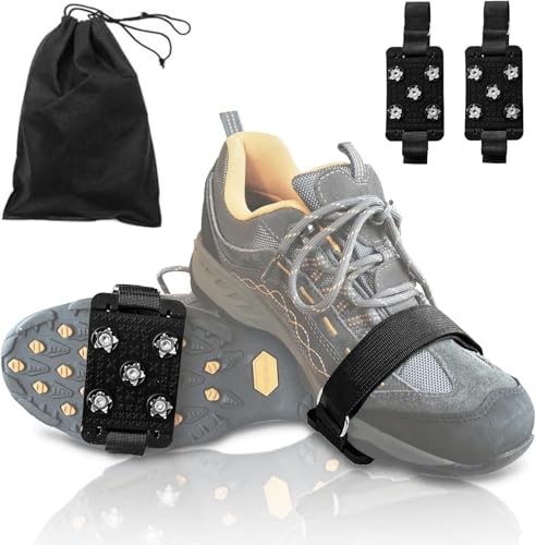 Steigeisen für Wanderschuhe, Anti Rutsch Schuhspikes, Schuhkrallen mit 5 Edelstahl Zähne Spikes, Ice Klampen, Spikes für Schuhe Winter, Hiking Walking Steigeisen für Wanderschuhe, Anti Rutsch Schuhspikes, Schuhkrallen mit 5 Edelstahl Zähne Spikes, Ice Klampen, Spikes für Schuhe Winter, Hiking Walking von DIELOVEHUA
