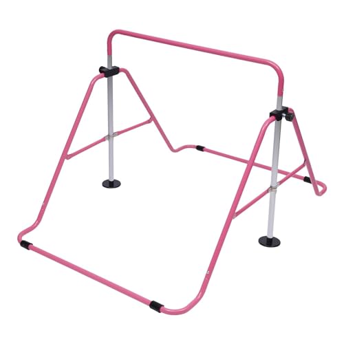 DIFU Turnreck Gymnastik Reck 4.25FT Turnstange Reckstange Garten Kinder Klimmzugstange Reckanlage Horizontale Training Bar Trainingsgeräte Outdoor Fitness Höhenverstellbar, Rosa von DIFU