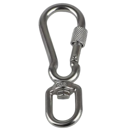 DIMITU Edelstahlhaken mit Drehgelenk für Hundehalsband, Karabiner mit Drehgelenk, verschraubter Karabiner für Haustier-Leinen/Campingzelt von DIMITU